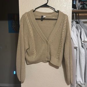 Divided cable knit cardigan, size M